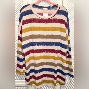 Crew Neck Lightweight Color Striped Sweater